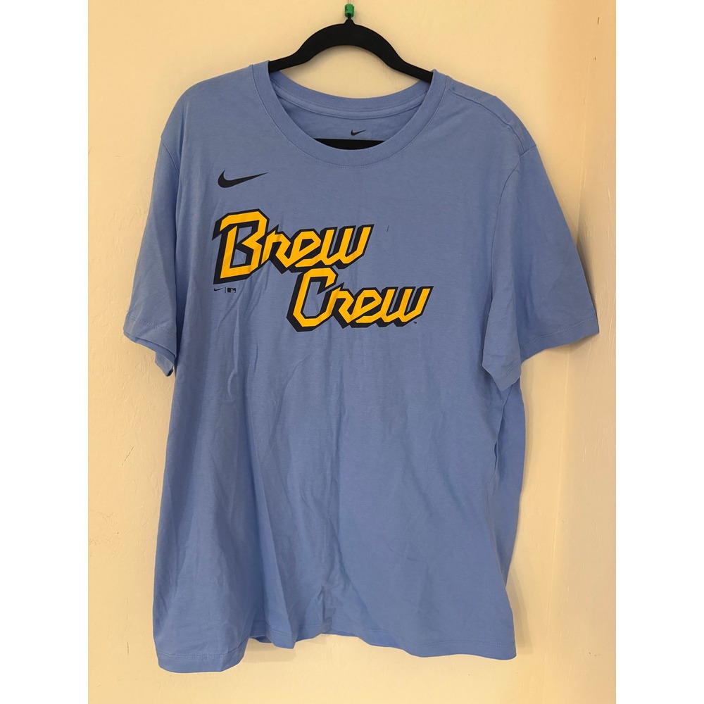 Men's Nike Milwaukee Brewers Christian Yelich Brew Crew T-Shirt Size XL NWOT